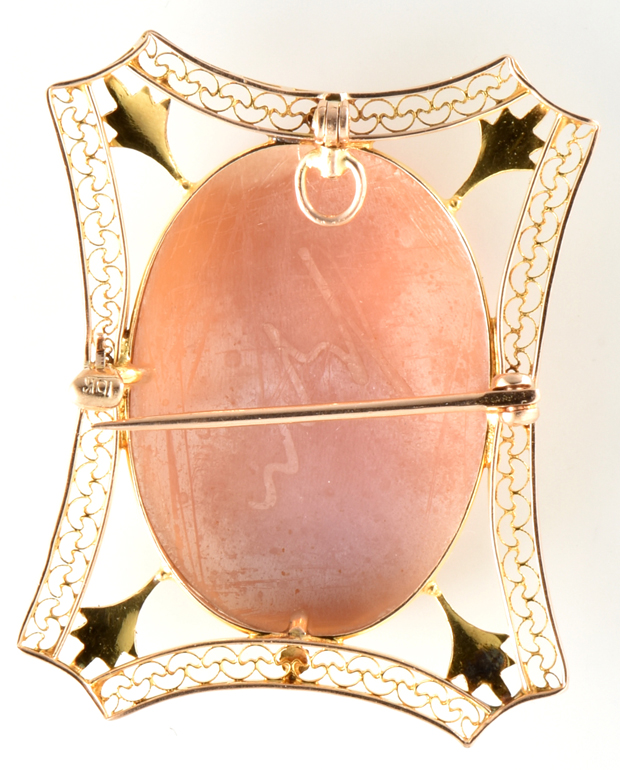 10K Yellow Gold Cameo Pin