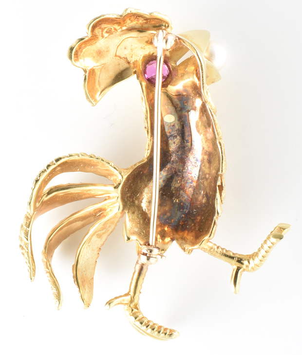 18K Yellow Gold Chanticleer Pin