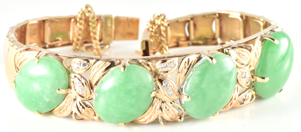 18K Yellow Gold Jade Bracelet