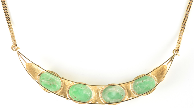 18K Yellow Gold Jade Necklace