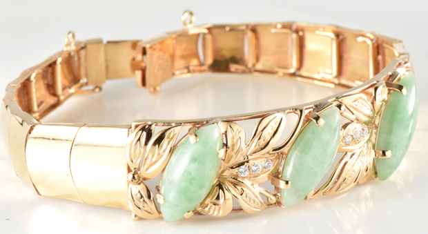18K Yellow Gold Jade Bracelet