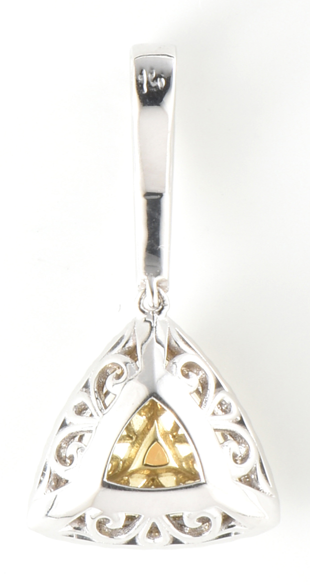 14K White Gold Pendant with a 1.78 Carat Modified Triangular Brilliant Diamond, GIA #2205458645