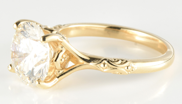 14K Yellow Gold Diamond Ring with a 3.69 Carat Round Brilliant Diamond, GIA #2211053099