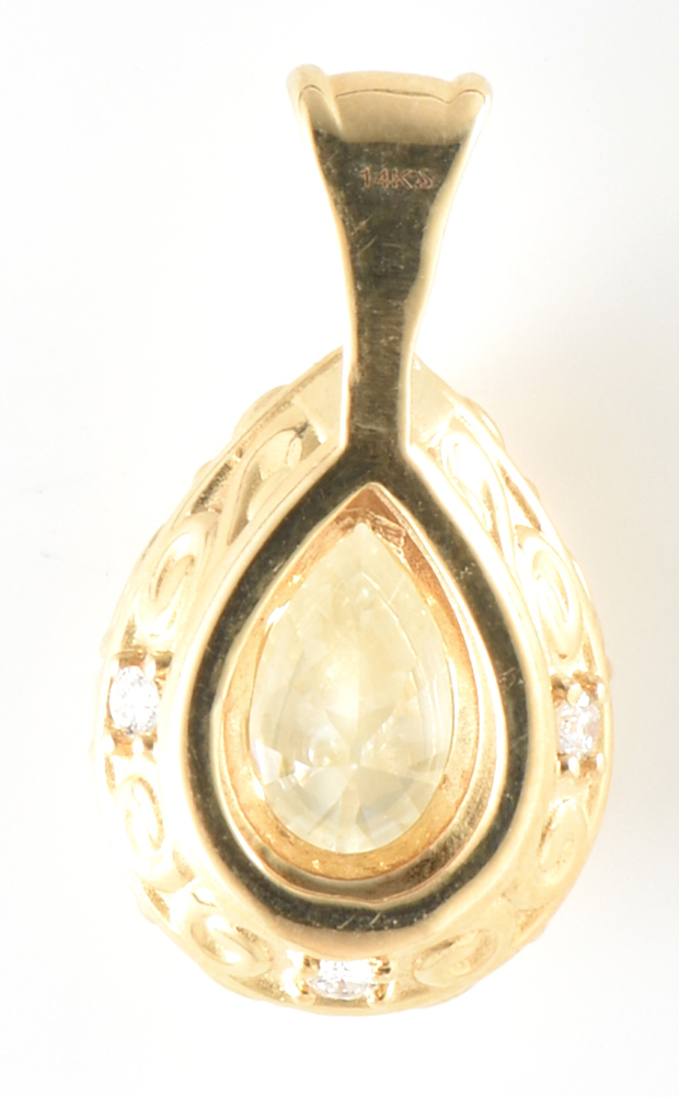 14K Yellow Gold Diamond Pendant with a 2.47 Carat Pear Brilliant, GIA #1216363608