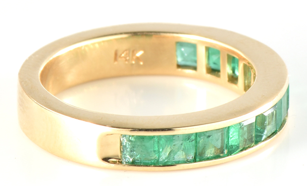 14K Yellow Gold Emerald Band