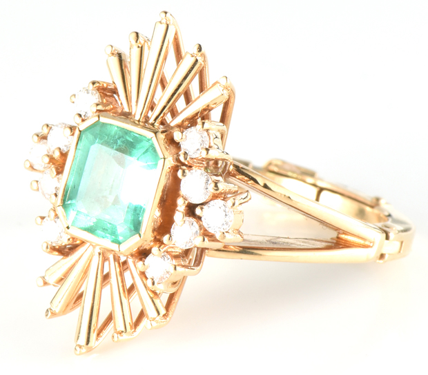 14K Yellow Gold Ring with a Natural Green Emerald, GIA #5211837207