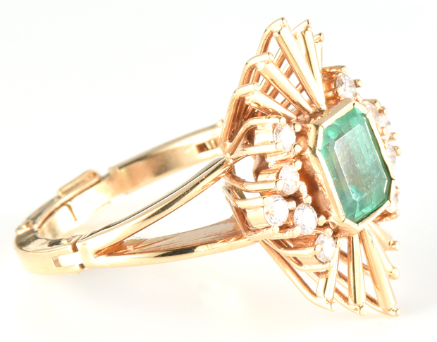 14K Yellow Gold Ring with a Natural Green Emerald, GIA #5211837207