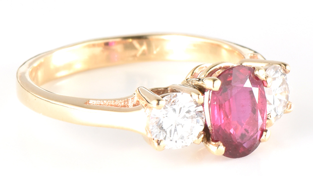14K Yellow Gold Ring with a Natural Red Ruby, GIA #6214837227