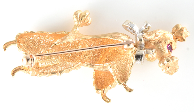18K Yellow Gold Poodle Pin