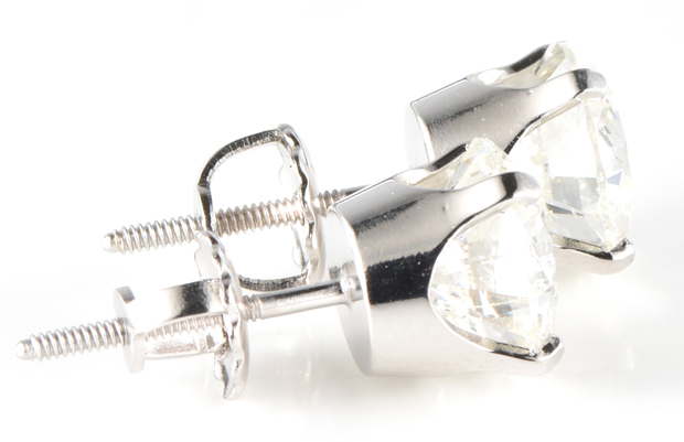 14K White Gold Diamond Stud Earrings 