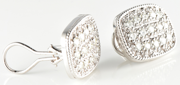 14K White Gold Diamond Earrings