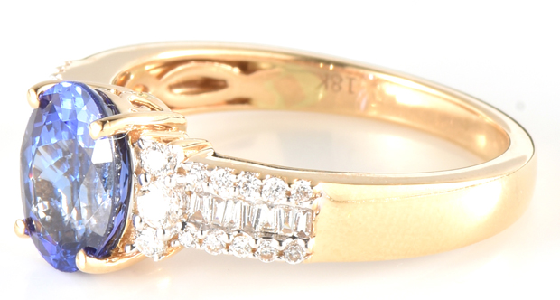 18K Yellow Gold Diamond and Tanzanite Ring