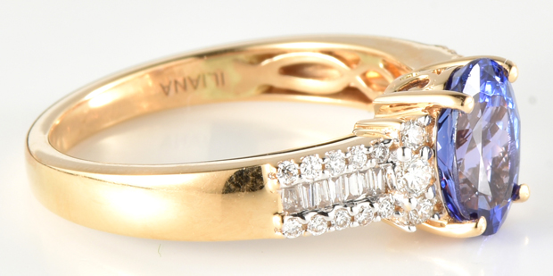 18K Yellow Gold Diamond and Tanzanite Ring