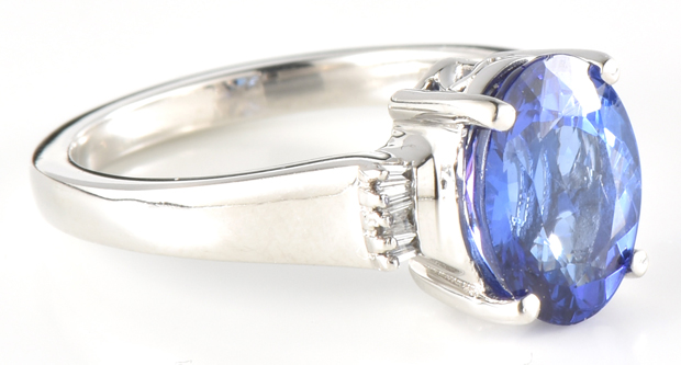 Platinum Diamond and Tanzanite Ring 
