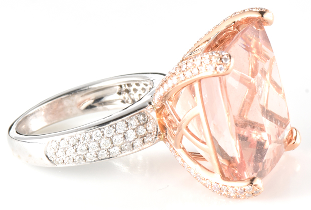 14K White and Rose Gold Morganite Ring