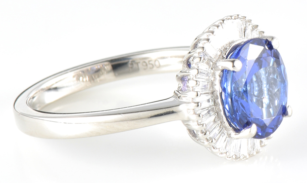 Platinum Diamond and Tanzanite Ring