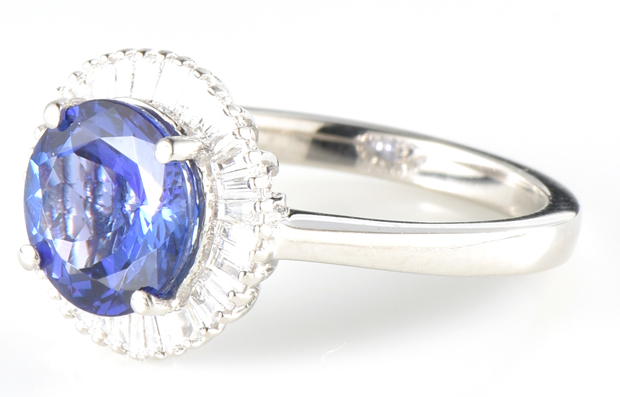 Platinum Diamond and Tanzanite Ring