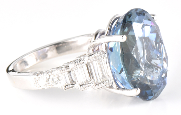 18K White Gold Diamond and Tanzanite Ring