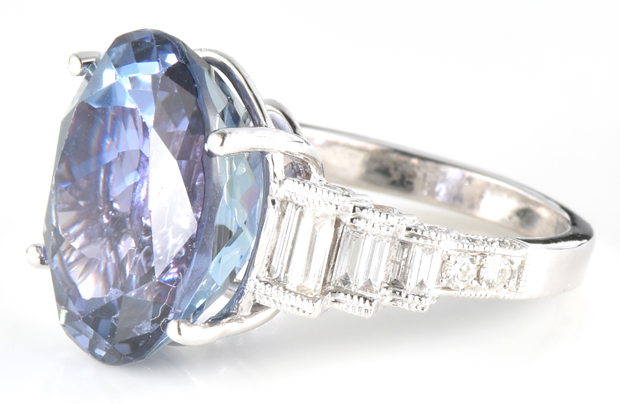 18K White Gold Diamond and Tanzanite Ring