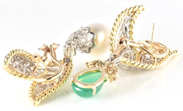 18K Two-Tone Diamond Earrings