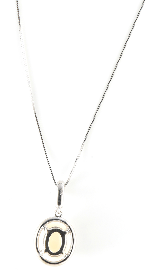 14K White Gold Opal Pendant