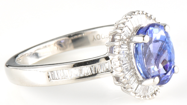 Platinum Diamond and Tanzanite Ring