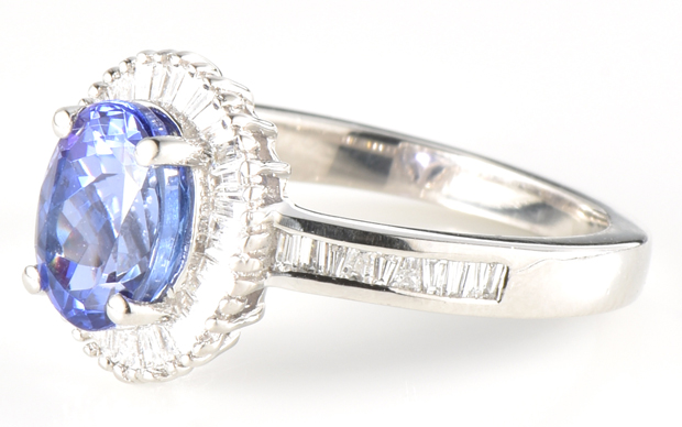 Platinum Diamond and Tanzanite Ring