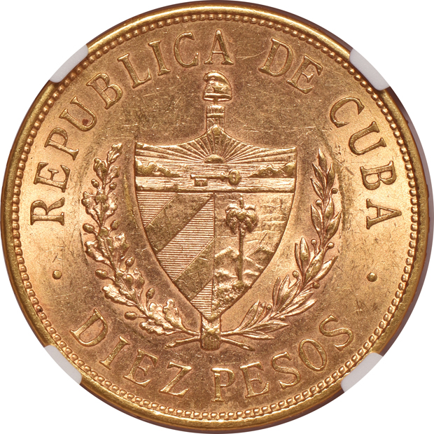 Cuba - 1916 10 pesos - NGC MS-62