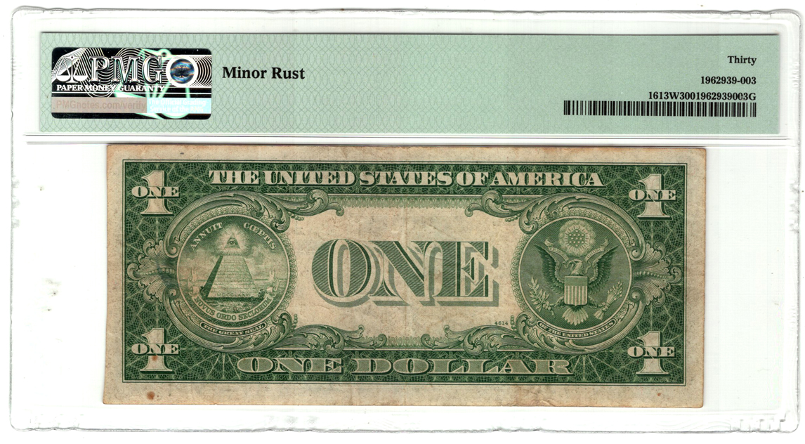 Error Currency - $1 1935-D Silver Certificate Fr# 1613W Inverted Overprint - PMG VF-30/minor rust