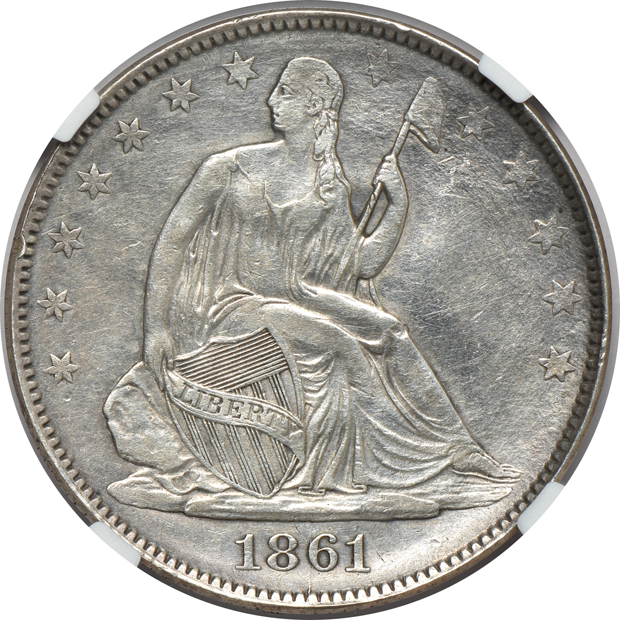 1861 CSA Restrike half-dollar B-8002 NGC UNC details/cleaned
