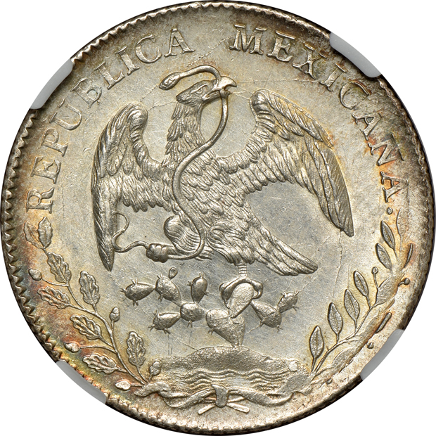 Mexico - 1893-ZS FZ 8 reale UNC details/cleaned, and a 1911 long ray peso MS-63, both NGC