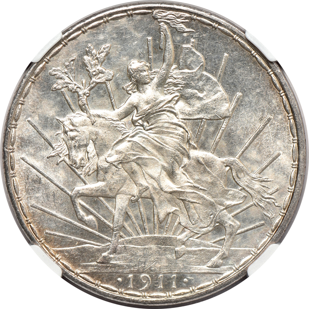 Mexico - 1893-ZS FZ 8 reale UNC details/cleaned, and a 1911 long ray peso MS-63, both NGC