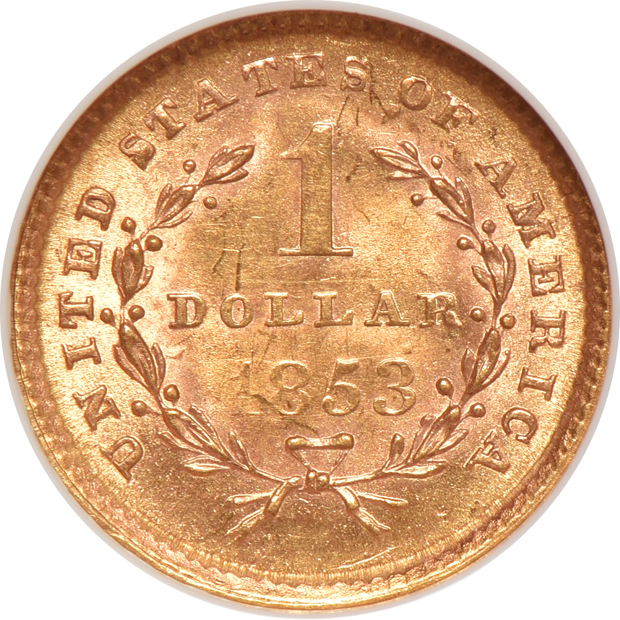 1853 NGC MS-63 CAC, and an 1873 Open 3 PCGS MS-63 (green label)