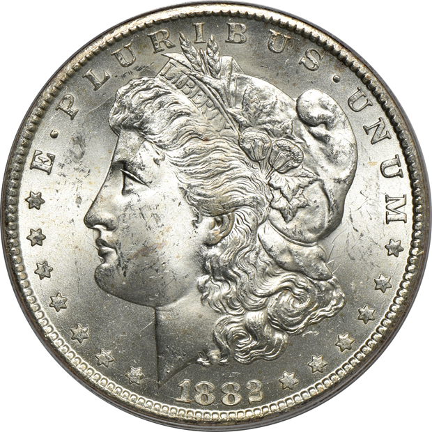 1882-CC PCGS (green label), and an 1884-CC PCGS, both MS-64