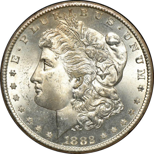 1882-CC MS-65, and an 1883-CC MS-64+, both GSA NGC