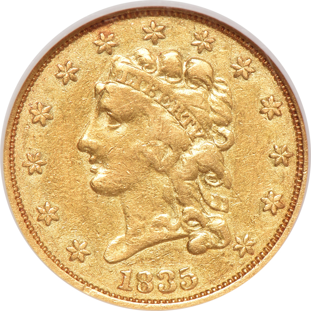 1835 NGC VF-25, and an 1872-S PCGS XF-40 CAC