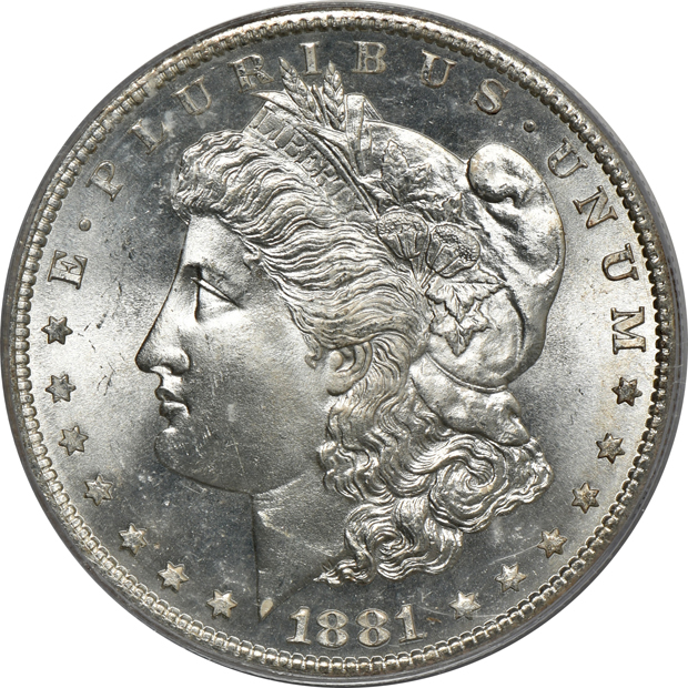 1881-S MS-65, 1890-S MS-64, and an 1891 MS-63, all PCGS (green label)