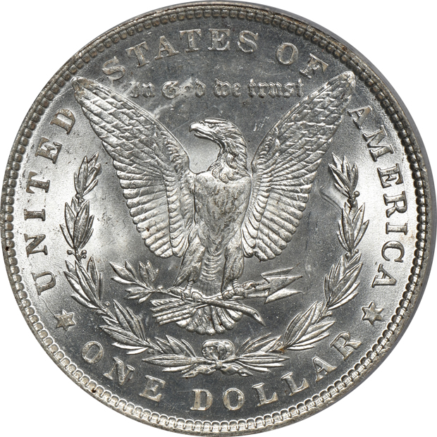 1880-S, 1882-S, and 1889, all ICG MS-65