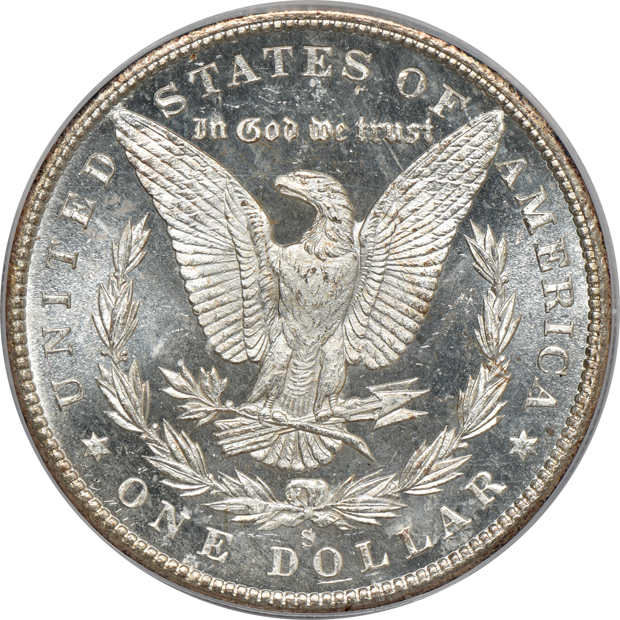 1880-S, 1882-S, and 1889, all ICG MS-65