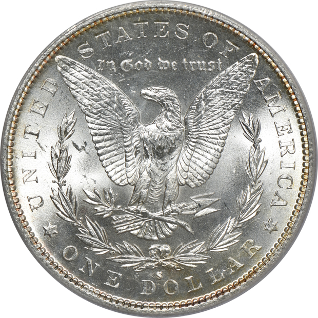 1880-S, 1882-S, and 1889, all ICG MS-65