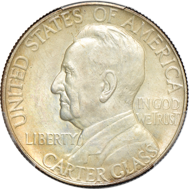 Four silver commemorative half-dollars certified by PCGS
