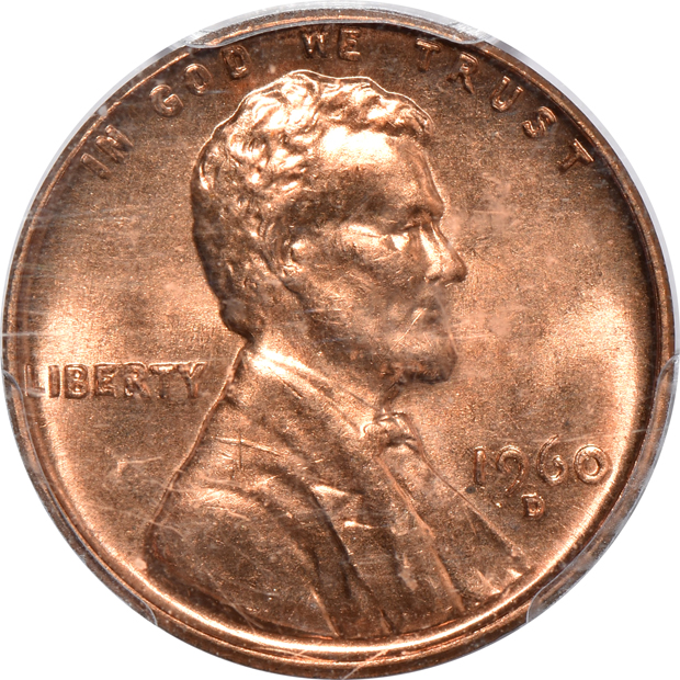 1960-D/D Small/Large Date PCGS MS-64 RD, plus four certified 1995 Doubled Die Obverse