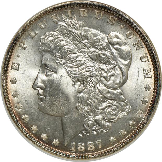 Six Morgan silver dollars, all NGC (no line) CAC
