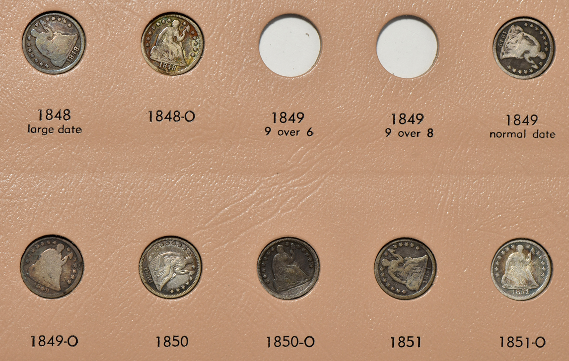 Collection of 73 half-dimes in a Dansco 6120 album