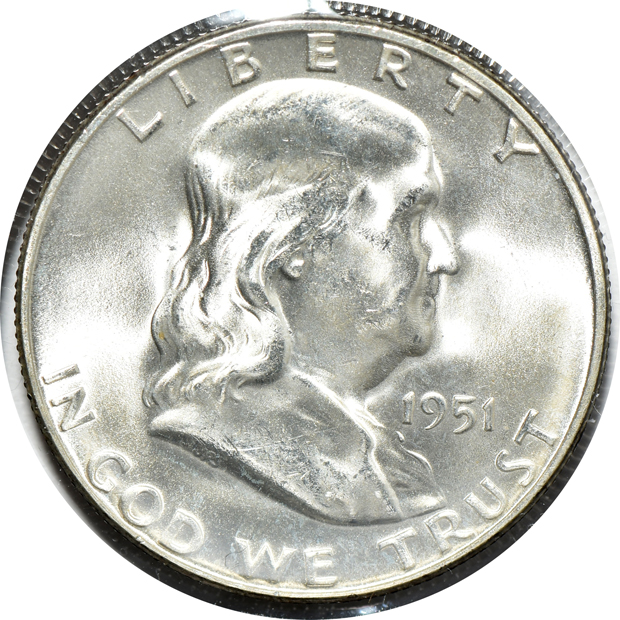 Collection of 36 different Franklin half dollars in an Eagle album
