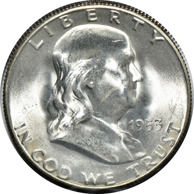 Collection of 36 different Franklin half dollars in an Eagle album