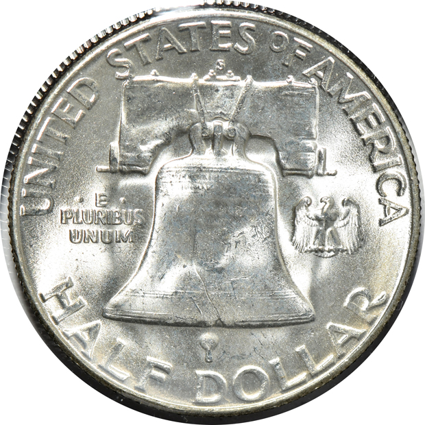 Collection of 36 different Franklin half dollars in an Eagle album