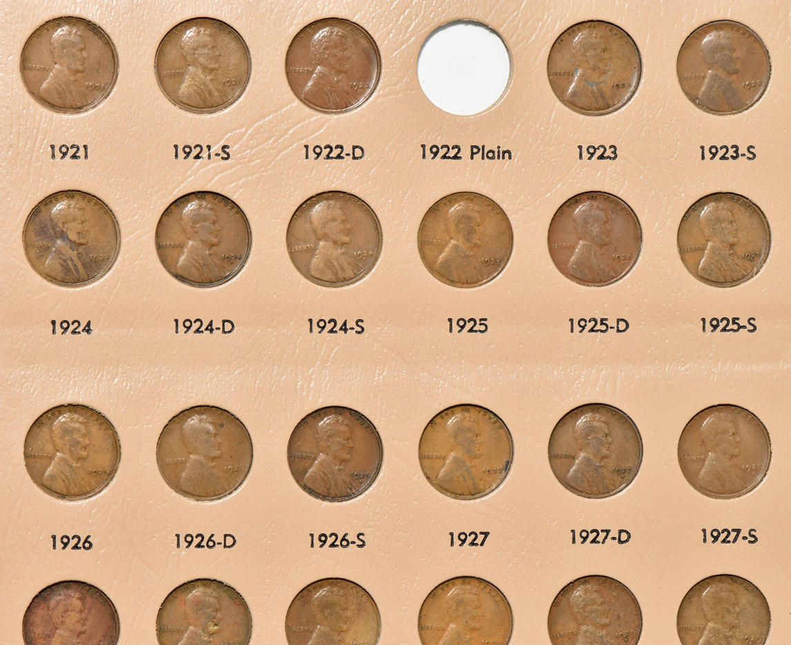 Collection of 107 different Lincoln Wheat cents in a Dansco 7100 album