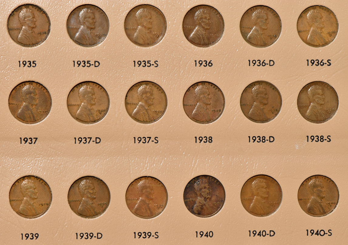 Collection of 107 different Lincoln Wheat cents in a Dansco 7100 album