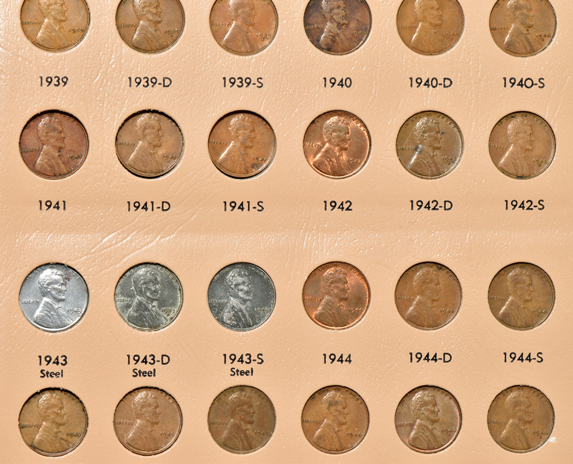 Collection of 107 different Lincoln Wheat cents in a Dansco 7100 album